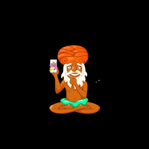 guru segurando celular
